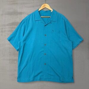 Tommy Bahama Silk Blue Short Sleeve Hawaiian Shirt Original Fit XL